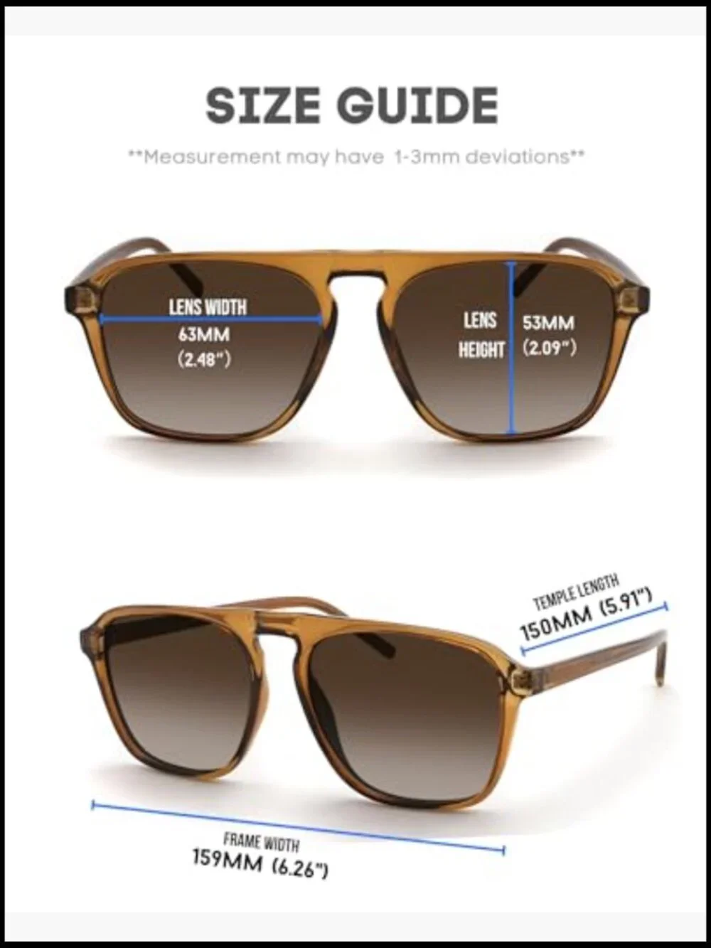 TR90 Frame Polarized Square Aviator Sunglasses UV400 Protection